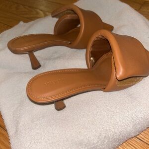Brown Heeled Mules size 7.5, 2 inch heels
